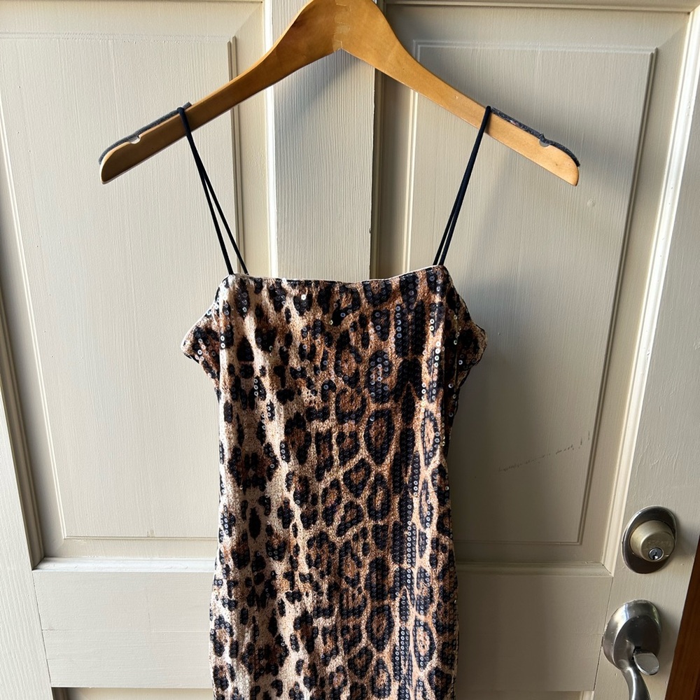 SHEIN Beige and Leopard Print Dress